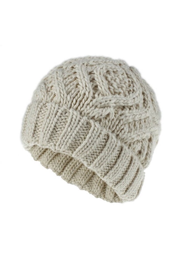Rhomboid Checkered Soft Coarse Wool Knit Hats Womens Hats Fashion Fall And Winter Knit Hats