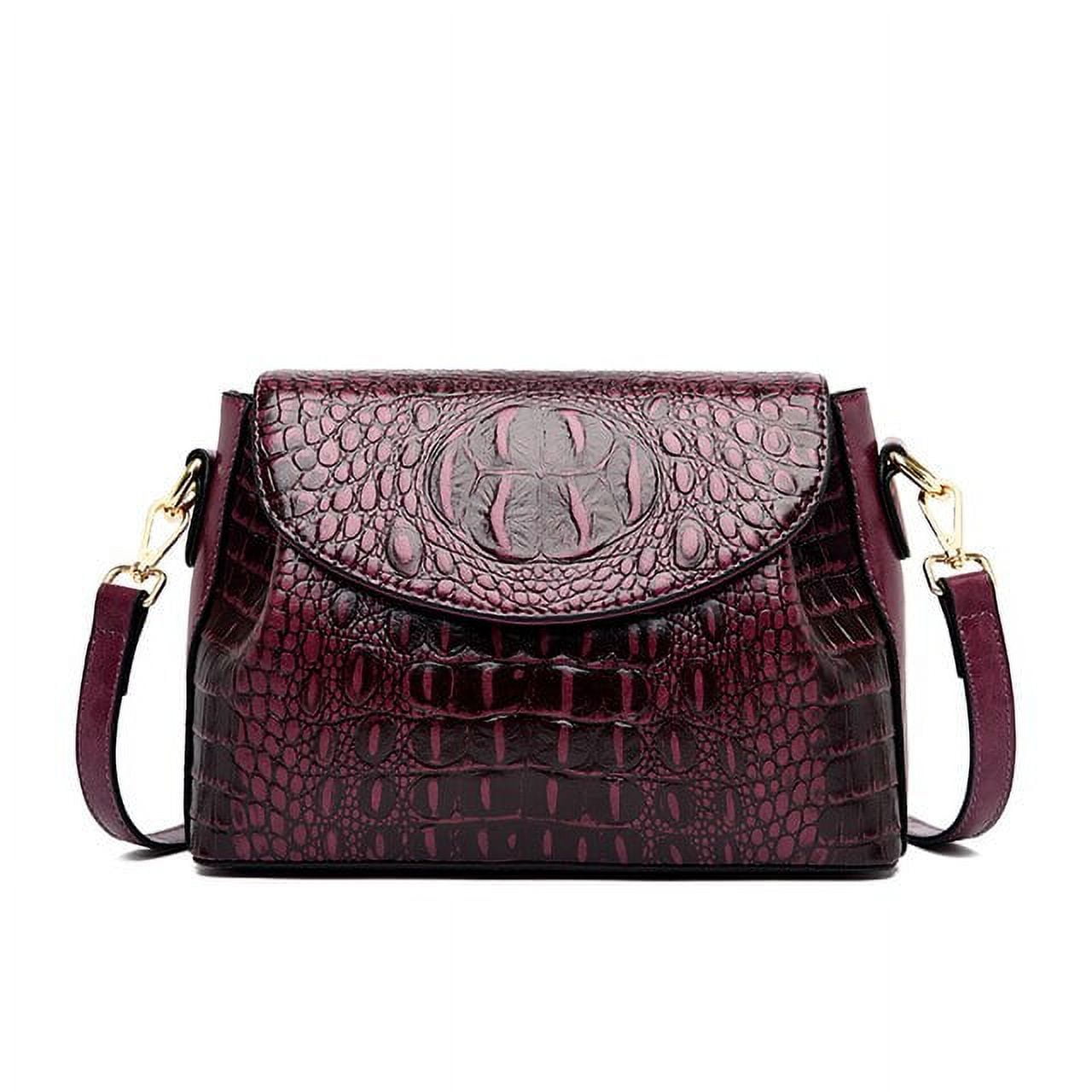 Maroon Leather Embossed Vintage Bags Top Handle Crossbody Purse