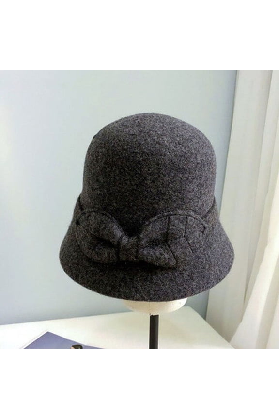 Soft Australian Wool Knitted Fisherman Hat, Women Autumn And Winter Warm Windbreak Hat, Leaf-Bow Elegant Basin Hat