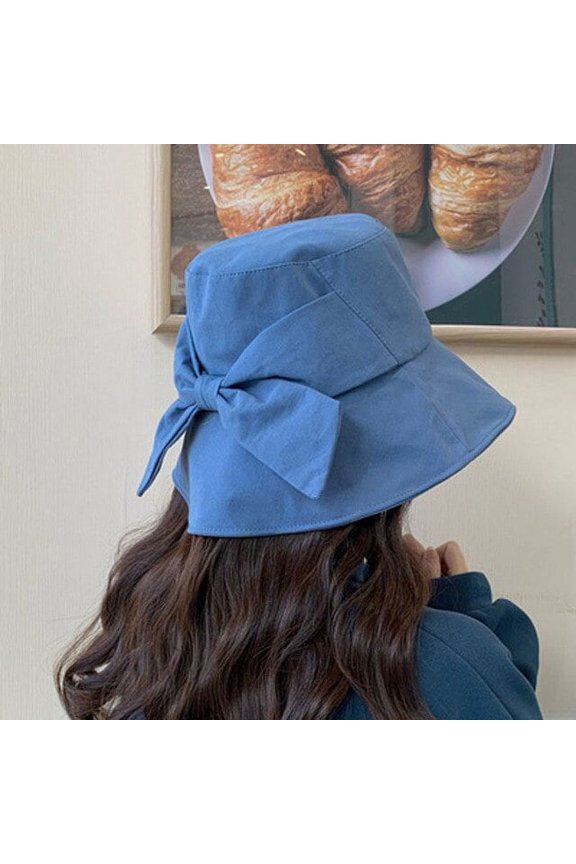 Soft Fishermans Hat, Female Spring Summer Leisure Travel Visor Hat, Foldable Basin Hat Bow Sun Hat