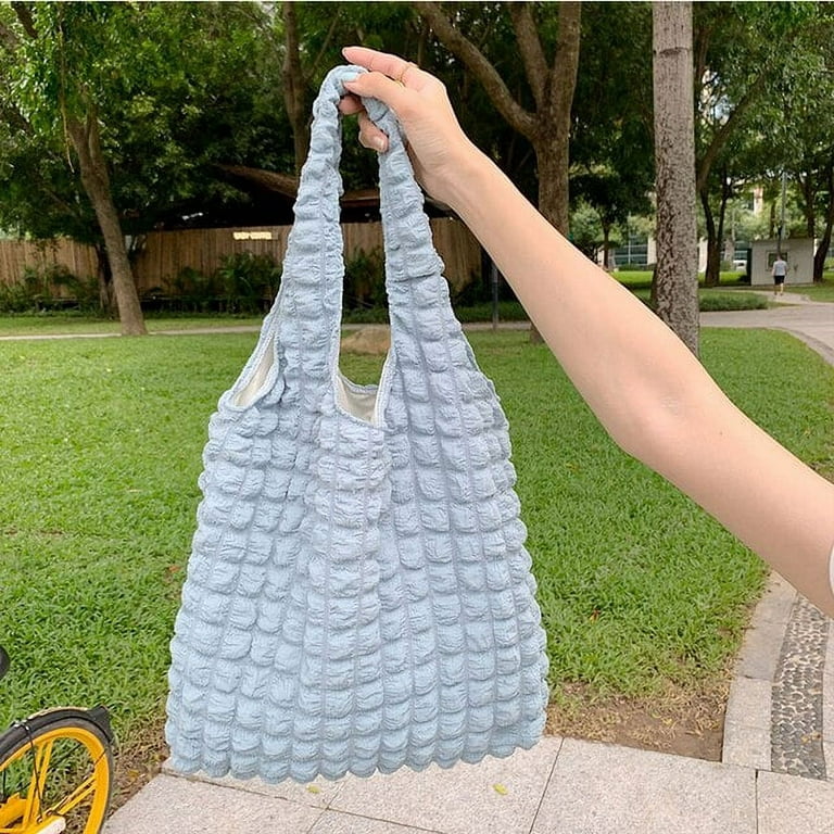 CoCopeaunt Stripe Bubble Cloud Bag For Women Portable Handbag Sweet Shoulder  Bag Large Capacity Shopping Tote Gilrs Top-handle Bag Purse 