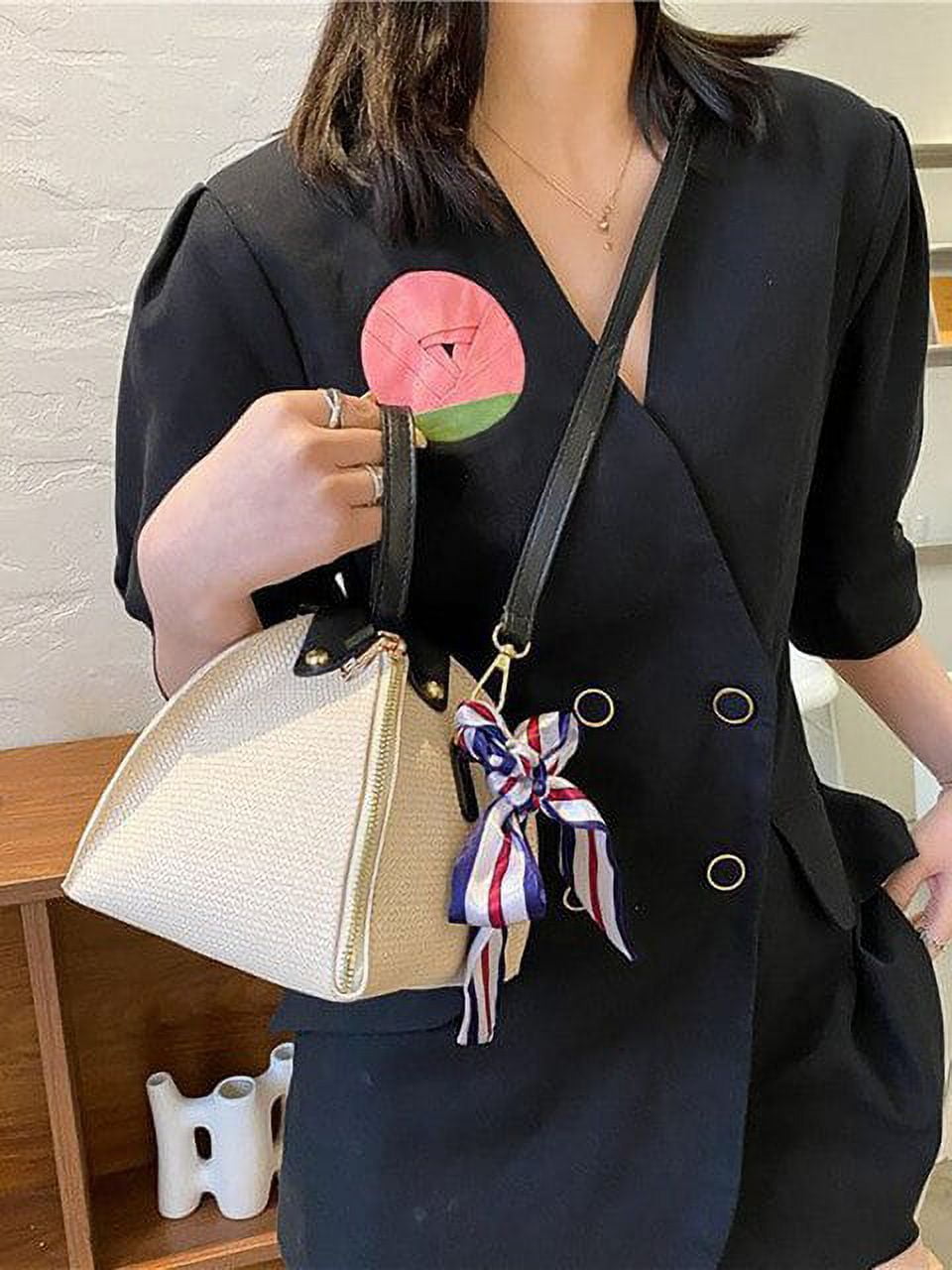 3pcs Women's Straw Clutch Bag Fashion Small Crossbody Purse Handbags  Women's Handbag Straw Woven Beach Rattan Women Shoulder Bag