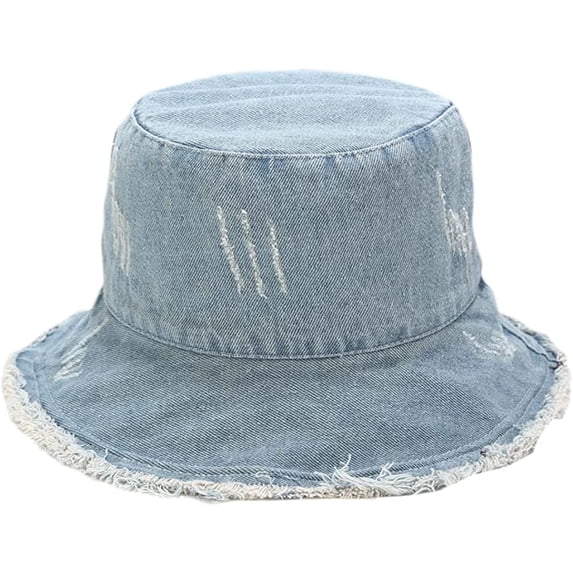 CoCopeaunt Sun Protection Sun Hat for Women Men Wide Brim Denim Bucket Hat Fashion Cuff Caps Comfy Outdoor