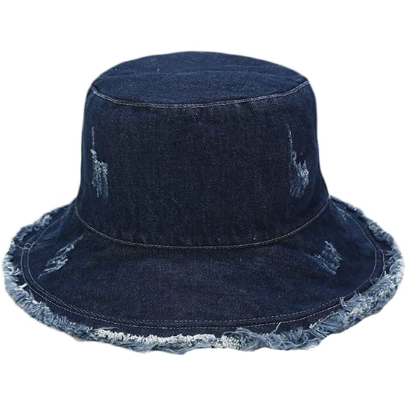CoCopeaunt Sun Protection Sun Hat for Women Men Wide Brim Denim Bucket Hat Fashion Cuff Caps Comfy Outdoor