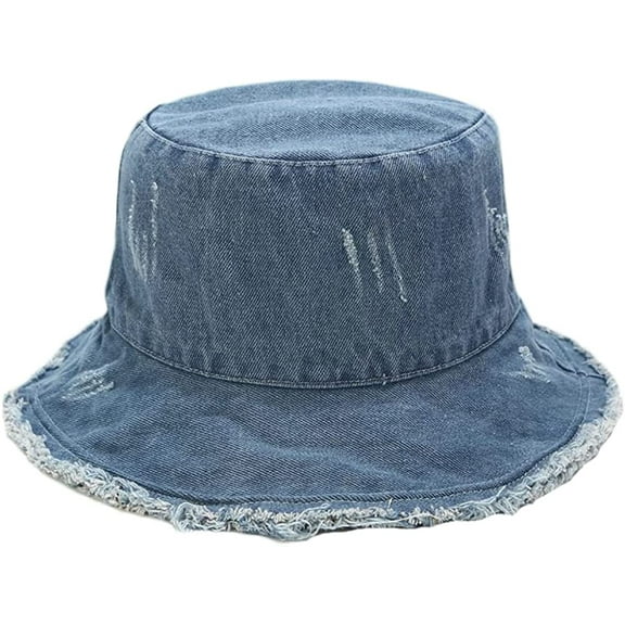 CoCopeaunt Sun Protection Sun Hat for Women Men Wide Brim Denim Bucket Hat Fashion Cuff Caps Comfy Outdoor