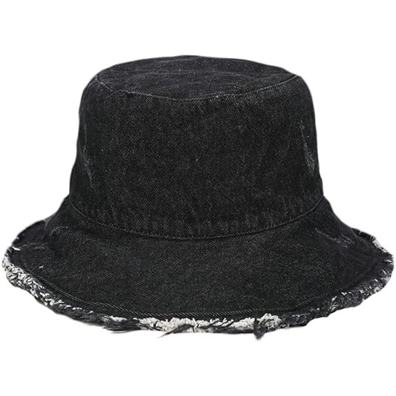 CoCopeaunt Sun Protection Sun Hat for Women Men Wide Brim Denim Bucket Hat Fashion Cuff Caps Comfy Outdoor