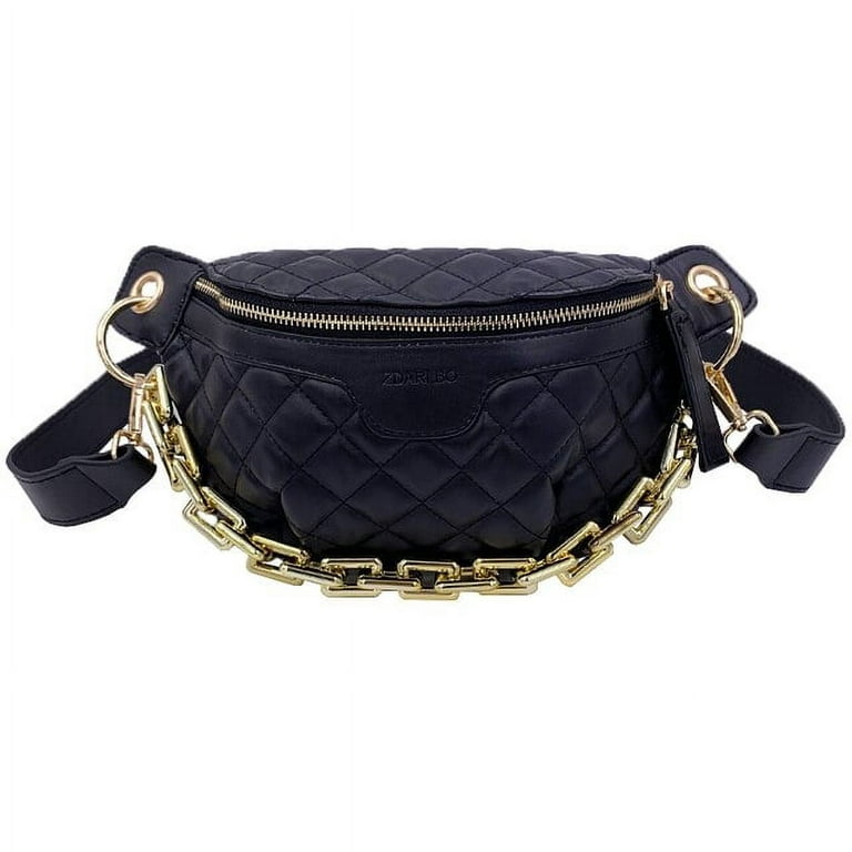 CoCopeaunt Thick Chain Women's Fanny Pack Plaid leather Waist Bag Shoulder  Crossbody Chest Bags Luxury Designer Handbags Female Belt Bag