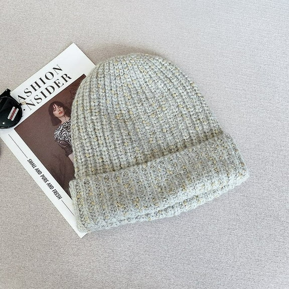 CoCopeaunt Thick Wool Hat, Autumn And Winter Face Small Thickening Warm Thick Knit Hat, Big Head Around Pile Hat