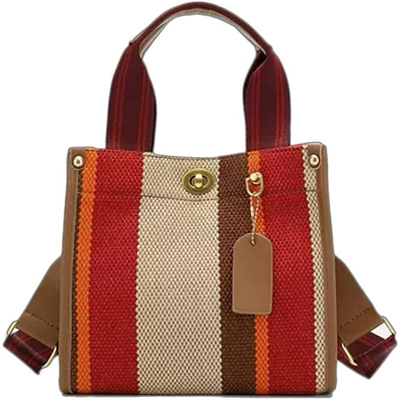 CoCopeaunt Tote Bag Hobo Bag for Women Canvas Shoulder Bag Chic Crossbody Bag Satchel Large Handbag Color Contarst Stripe