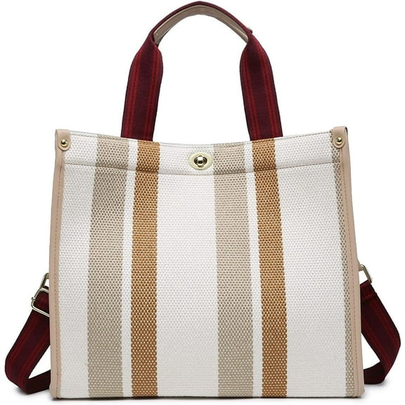 CoCopeaunt Tote Bag Hobo Bag for Women Canvas Shoulder Bag Chic Crossbody Bag Satchel Large Handbag Color Contarst Stripe