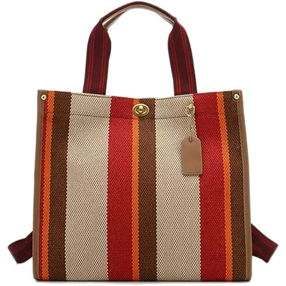 CoCopeaunt Tote Bag Hobo Bag for Women Canvas Shoulder Bag Chic Crossbody Bag Satchel Large Handbag Color Contarst Stripe
