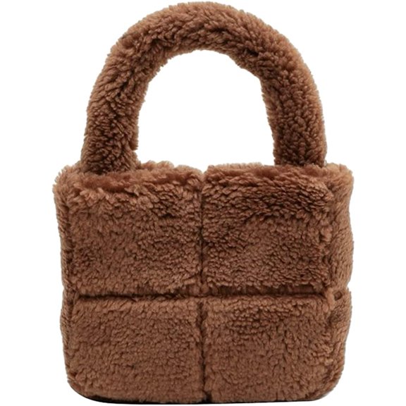CoCopeaunt Tote Bag Mini Women Cute Lamb Plush Handbag Casual Stylish Fluffy Small Bag