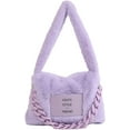 thumbnail image 1 of CoCopeaunt Tote Bag Women Cozy Fleece Plush Shoulder Bag Trendy Quilted Casual Soft Handbag with Chain, 1 of 7