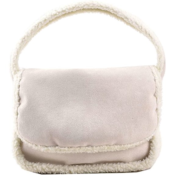 CoCopeaunt Tote Bag Women Cozy Handbag Quilted Stylish Fuzzy Plush Shoulder Bag