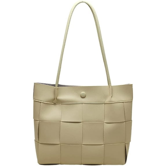 CoCopeaunt Trendy Chic Lattice Tote Handbag for Women Girls PU Leather Shoulder Bag