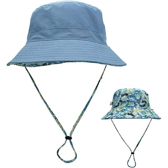 CoCopeaunt Unisex UV Protection Sun Hat Reversible Bucket Hat Parent Child Hat Fashion Checkboard Wide Brim Caps Adjustable Outdoor