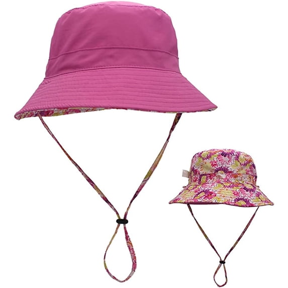CoCopeaunt Unisex UV Protection Sun Hat Reversible Bucket Hat Parent Child Hat Fashion Checkboard Wide Brim Caps Adjustable Outdoor