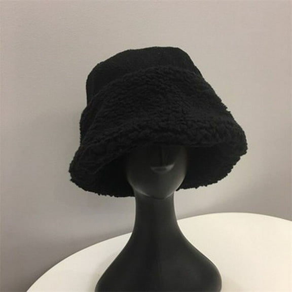CoCopeaunt Winter New Lamb Wool Fisherman Hat Women Fashion Warm Straight Bucket Cap North Cold-Proof Hoodie