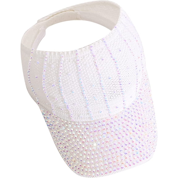 CoCopeaunt Women Baseball Caps Studded Rhinestone Crystals Ponytail Hat Adjustable Bling Mesh Plain Open Top Sun Hat Visors