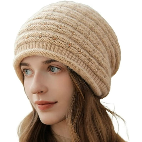 CoCopeaunt Women Beanie Skull Hat Slouchy Cable Knitted Warm Soft Cap Fuzzy Stretch Thick Trendy Hats