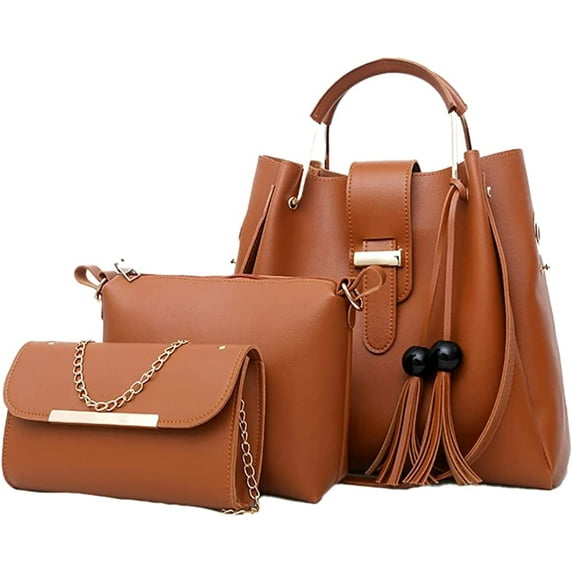 CoCopeaunt Women Fashion Tote Handbag Satchel 3pcs Purse Set Chic Bucket Shoulder Bag Clutch