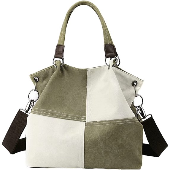CoCopeaunt Women Girls Fashion Contrast Color Grid Tote Hobo Handbag Casual Canvas Shoulder Bag