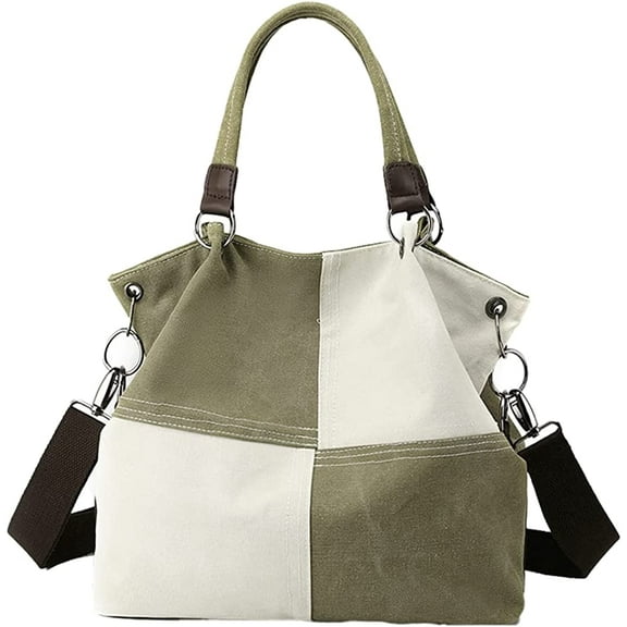 CoCopeaunt Women Girls Fashion Contrast Color Grid Tote Hobo Handbag Casual Canvas Shoulder Bag