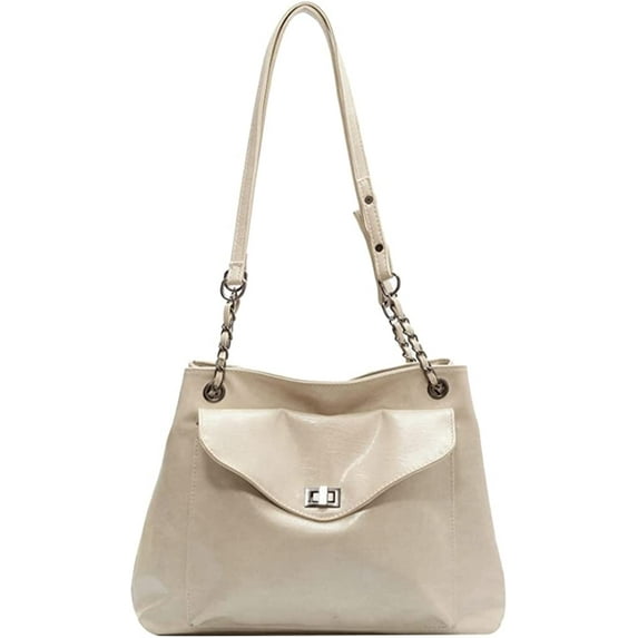CoCopeaunt Women Girls Shiny Fashion Tote Hobo Bag Retro PU Leather Shoulder Bag Chain Strap