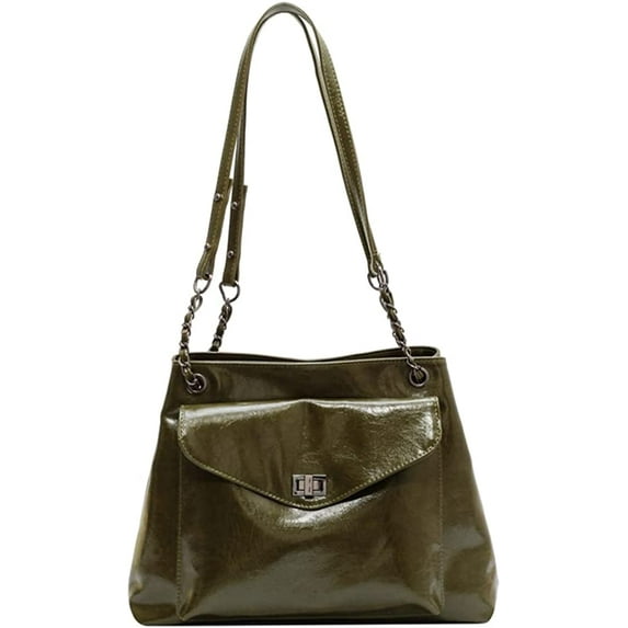 CoCopeaunt Women Girls Shiny Fashion Tote Hobo Bag Retro PU Leather Shoulder Bag Chain Strap