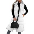 thumbnail image 1 of CoCopeaunt Women Hooded Long Vest Sleeveless Warm Lightweight Quilted Down Puff Gilet Vests Winter Trendy Outerwear Coats, 1 of 1