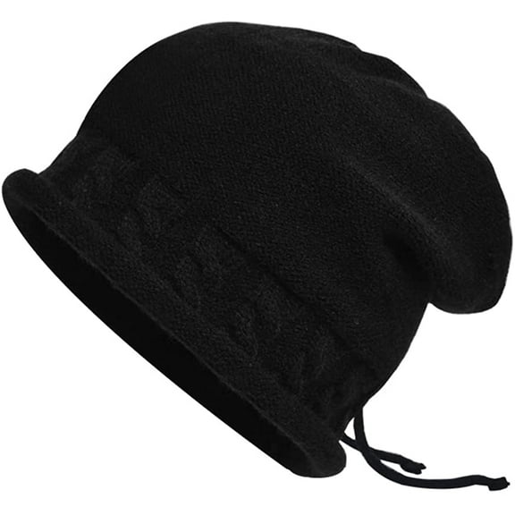 CoCopeaunt Women Knit Beanie Skull Hat Slouchy Chunky Warm Soft Stretch Trendy Drawstring Cap