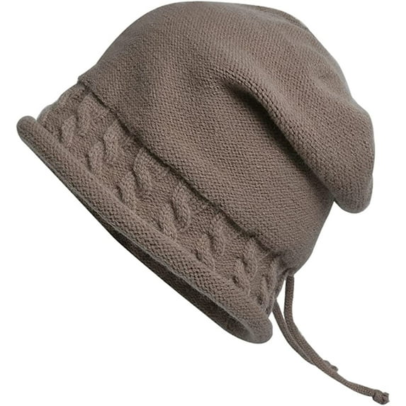 CoCopeaunt Women Knit Beanie Skull Hat Slouchy Chunky Warm Soft Stretch Trendy Drawstring Cap