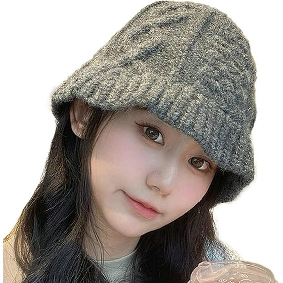 CoCopeaunt Women Knit Bucket Hat Slouchy Cable Warm Soft Cap Cute Thick Fisherman Hat