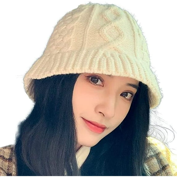 CoCopeaunt Women Knit Bucket Hat Slouchy Cable Warm Soft Cap Cute Thick Fisherman Hat