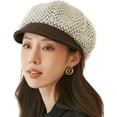 thumbnail image 1 of CoCopeaunt Women Knitted Newsboy Caps Casual Cozy Plush Visor Beret Hat Retro Warm Vintage Cabbie Hat for Ladies Girls, 1 of 6