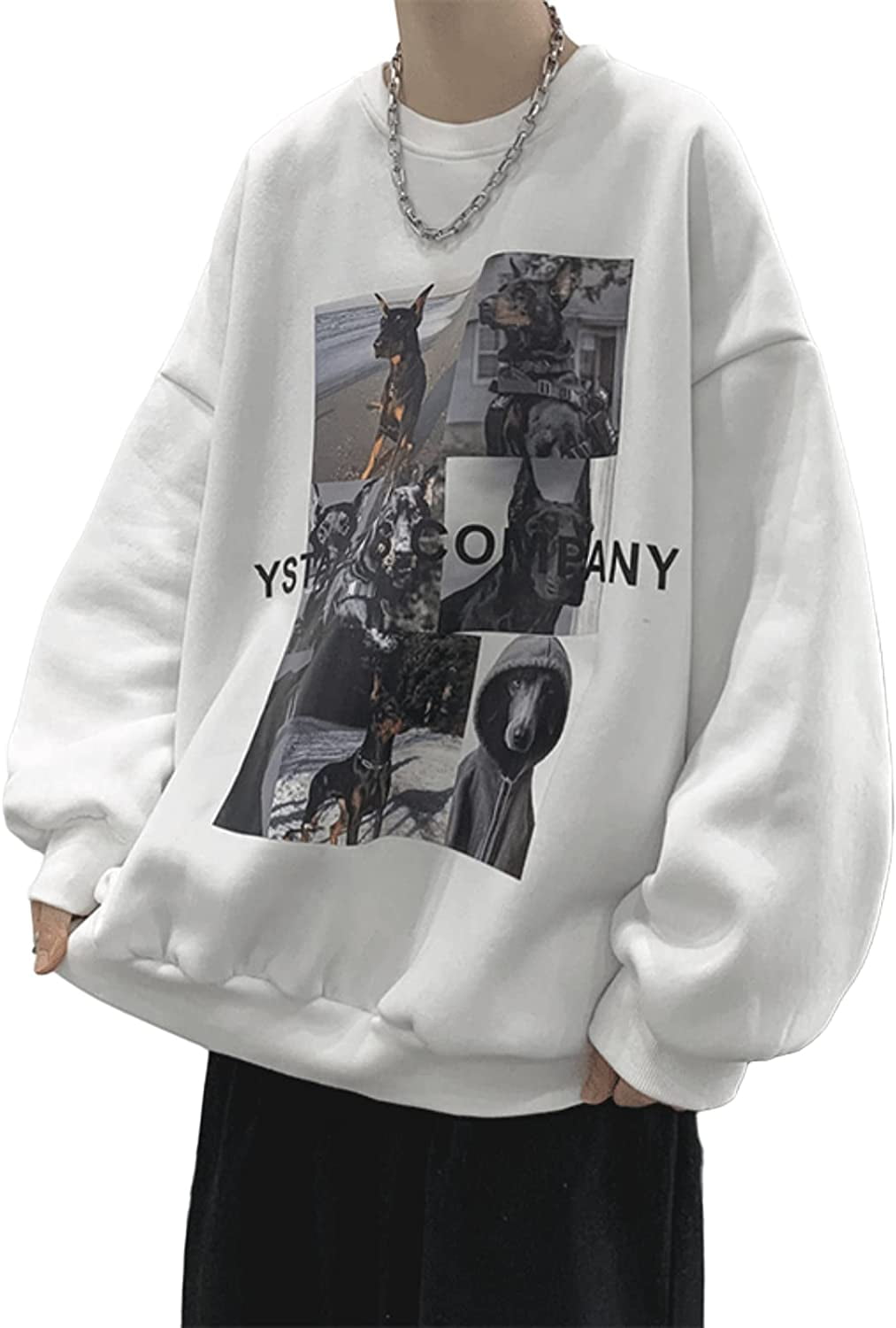CoCopeaunt Men Women Y2K Dobermann Graphic Sweatshirt Korean Harajuku Long  Sleeve Tops Oversize Fleece Preppy Cloth Streetwear Unisex