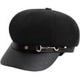 thumbnail image 1 of CoCopeaunt Women Newsboy Caps Casual Visor Beret Hat Cozy Retro Vintage Cabbie Hat with PU Brim, 1 of 7