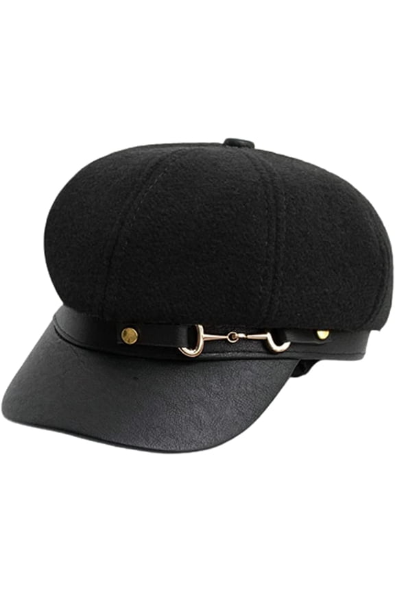 Women Newsboy Caps Casual Visor Beret Hat Cozy Retro Vintage Cabbie Hat with PU Brim