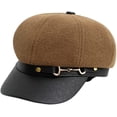 thumbnail image 1 of CoCopeaunt Women Newsboy Caps Casual Visor Beret Hat Cozy Retro Vintage Cabbie Hat with PU Brim, 1 of 7