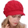thumbnail image 1 of CoCopeaunt Women Plush Warm Knitted Wool Beret Slouchy Chunky Beanie Skull Warm Winter Visor Hat, 1 of 7