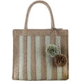 thumbnail image 1 of CoCopeaunt Women Pompom Beach Straw Tote Bags Hand-Woven Summer Top-handle Handbag, 1 of 5