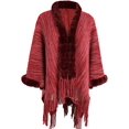 thumbnail image 1 of CoCopeaunt Women Poncho Shawls Warm Thick Fluffy Plush Tassels Cardigan Cape Coat, 1 of 7