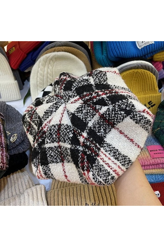 Women’S Autumn And Winter Fashion, Checkered Octagonal Cap, Japanese Renaissance Artist Beret