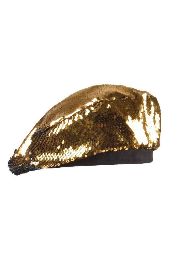 Women’S Beaded Beret Stylish Retro Cap Adjustable Two-Tone Flip Sequin Painter’S Cap