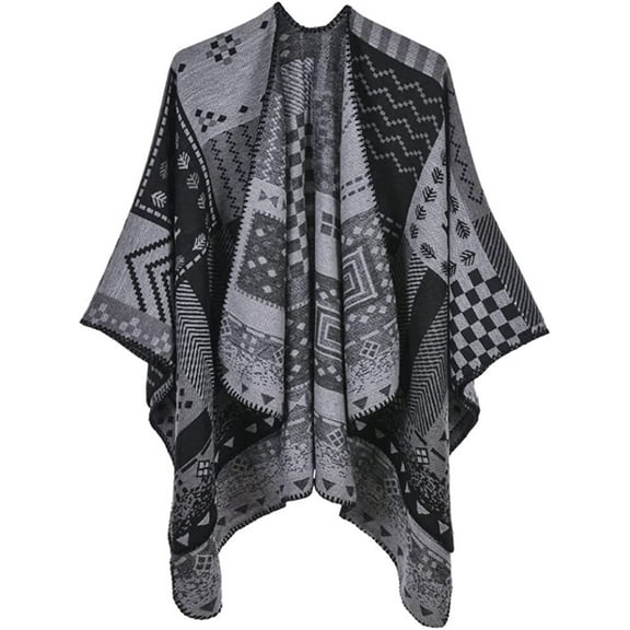 CoCopeaunt Women Shawl Wraps Plaid Poncho Open Front Sweater Cardigan Cape Fleece Scarf Coat Office Blanket