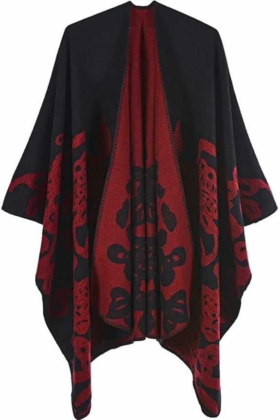 Women Shawl Wraps Poncho Soft Cardigan Sweaters Open Front Coat Winter Long Scarf Blanket