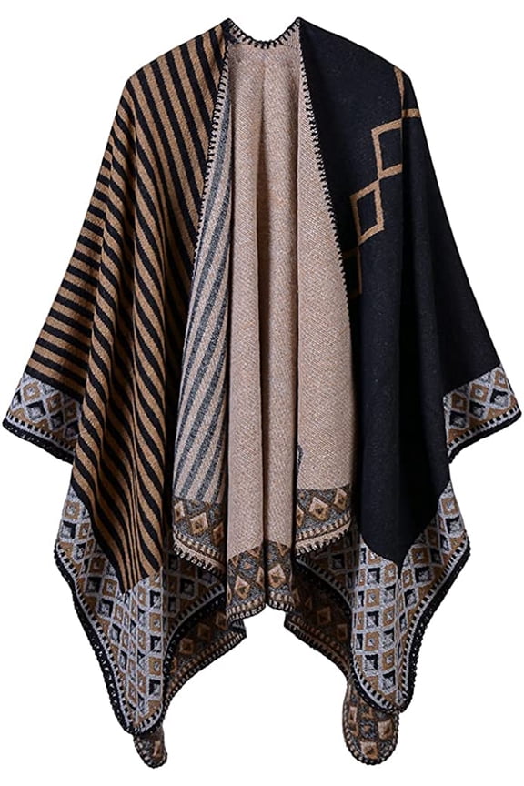 Women Shawl Wraps Poncho Warm Soft Blanket Open Front Sweater Cardigan Coat Winter Long Scarf