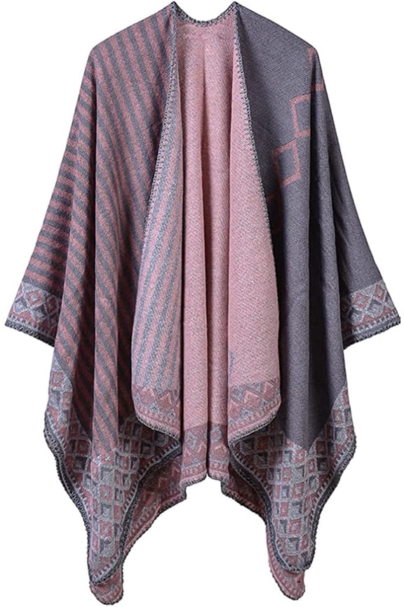 Women Shawl Wraps Poncho Warm Soft Blanket Open Front Sweater Cardigan Coat Winter Long Scarf