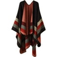 thumbnail image 1 of CoCopeaunt Women Shawl Wraps Stripe Poncho Open Front Sweater Cardigan Coat Cape Fleece Blanket Scarf, 1 of 6