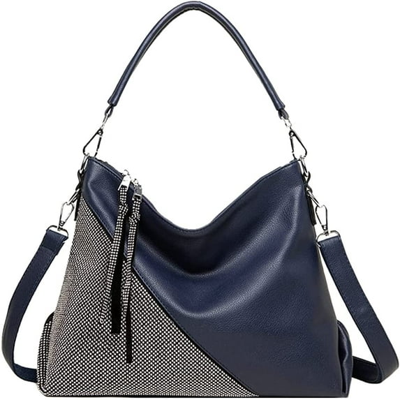 CoCopeaunt Women Shiny Rhinestone PU Leather Totes Hobo Bag Vintage Fashion Large Shoulder Bags Satchel Crossbody Bag